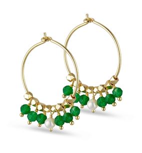 Earring Green Pearls